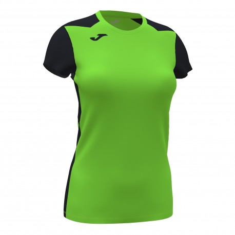 Joma Camiseta Manga Corta Record Ii Verde Flúor Negro | Mujer